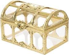 NUOBESTY Treasure Chest Pirate Keepsake Jewelry Box Small Gold,Transparent