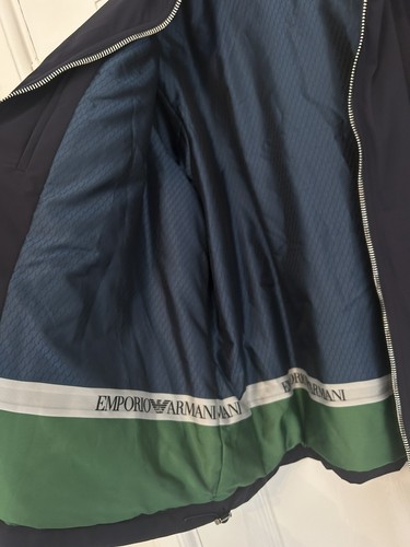 Emporio Armani Mens Gents Waterproof Windbreaker Jacket Coat Navy Blue 54 UK 44 - Picture 13 of 15