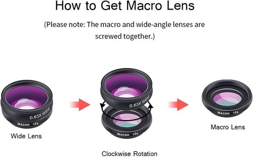 Apexel 10 in 1 Phone Camera lens kit Wide Angle - Macro lens, Fisheye lens etc - Zdjęcie 6 z 7