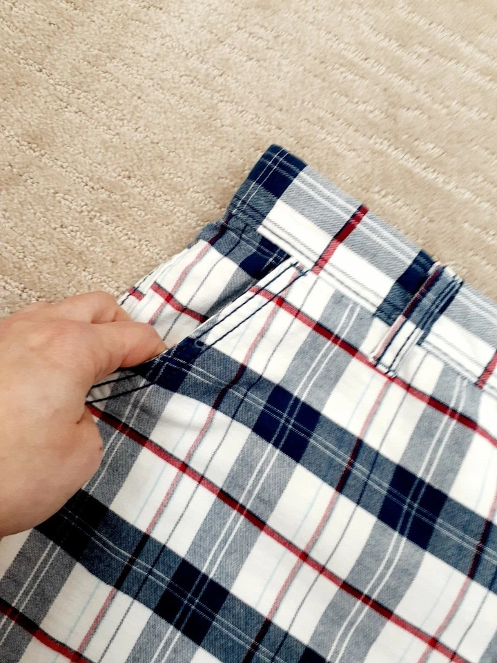 Pantalones Cortos Chinos a Cuadros Faded Glory Para Mujer Talla 6 Azul Blanco Algodón Orgánico 5" Entrepierna Foto 2 de 4