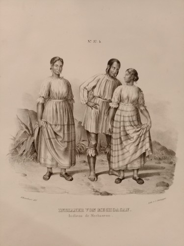 Native Mexico Mexican Costumes Original Lithograph Antique Print Michoacan