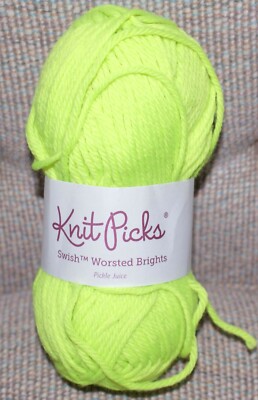 Knit Picks Swish Worsted Brights Green Pickle Juice Crochet Knit Yarn Fast Ship 