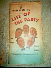 Vintage Three Feathers Whiskey Life Of The Party Promotional Pamphlet- Has Songs