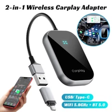 2 in 1 CarPlay Wireless Adapter Bluetooth WiFi Dongle for Apple IOS Android Auto