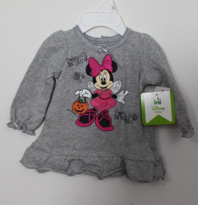 6M Minnie Mouse Halloween Camisa Bebé Gris Truco o Trato Disney Infantil