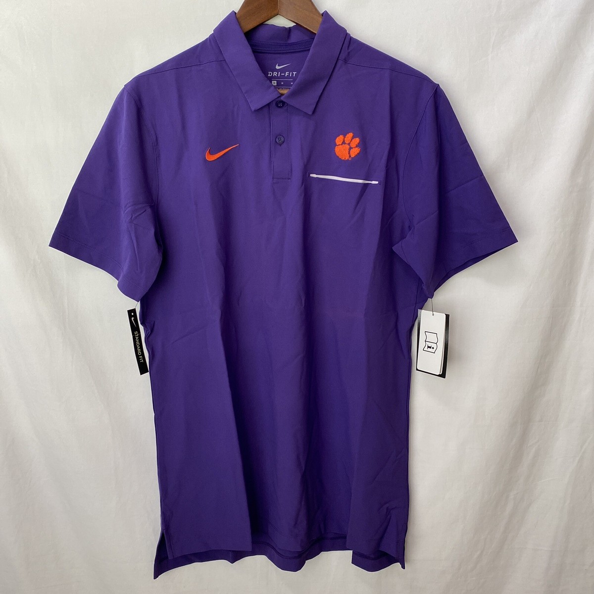 Nike Sideline Mens M Elite Pocket Golf Polo Short Sleeve Clemson - Main Image