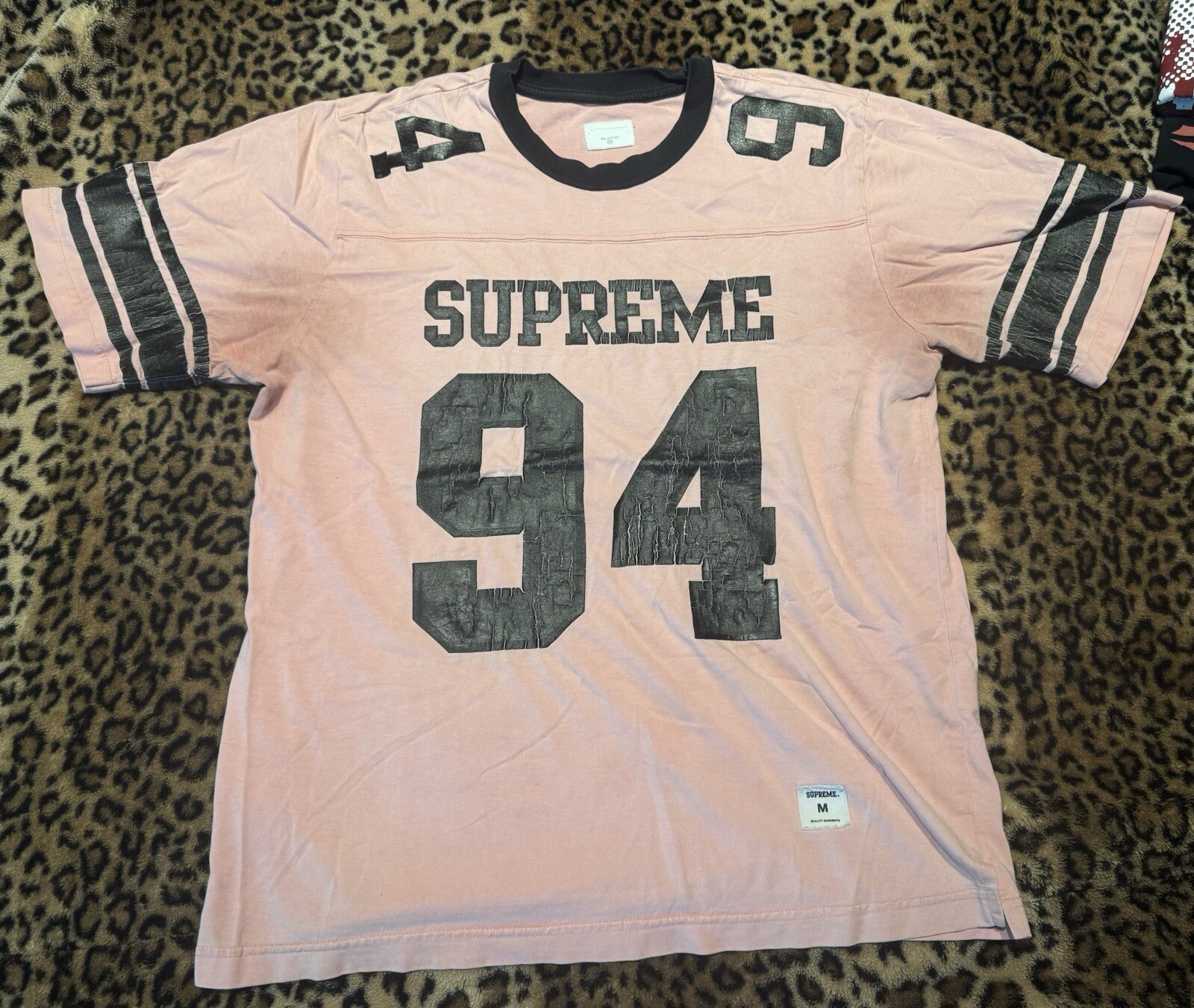 Vintage Supreme 94 Football Jersey Size Medium Pink shirt w Black Print #supreme