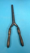 Antique Vintage Mini Hair Curler-Curling Iron W/Steel Wood Handles E1