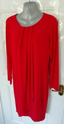 ROMAN Damen Größe 12 rot weich dehnbar Plissee überkreuzte Vorderseite Kleid schmeichelhaft