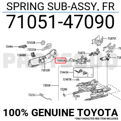 7105147090 Genuine Toyota SPRING SUB-ASSY, FR 71051-47090 | eBay