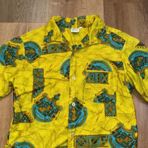 Hawaiian Sands Shirt Vintage 1960s Hawaii Crest Aloha Surf Tiki Hippy Men Medium - Picture 3 of 10