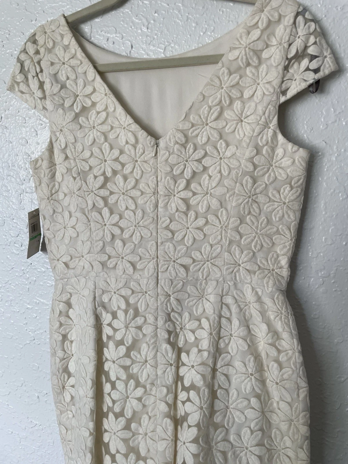 OFF WHITE Abito tubino M bianco sporco margherita pizzo taglia 8 nuovo con etichetta