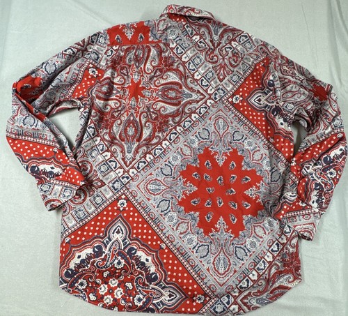 Etro Milano Made In Italy Paisley Red, White & Blue Long Sleeve Shirt 46 - Picture 10 of 10