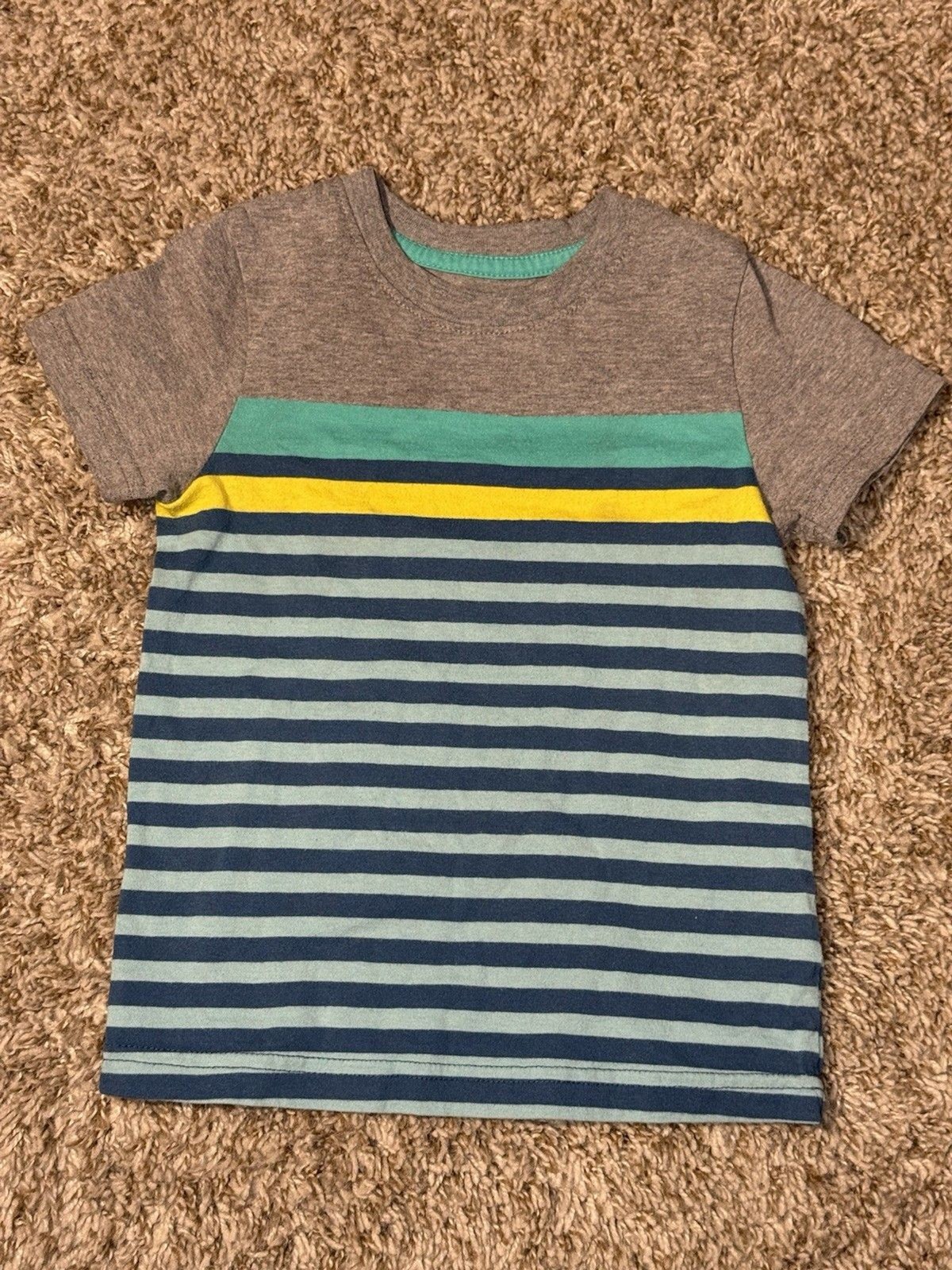 Cat & Jack Toddler Boys 2T Gray Striped Short Sleeve T-Shirt Cotton Blend Casual