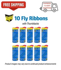 Raid Fly Ribbon Trap 10-Pack Flying Insect Tape Paper Catch Capture Kill Flies