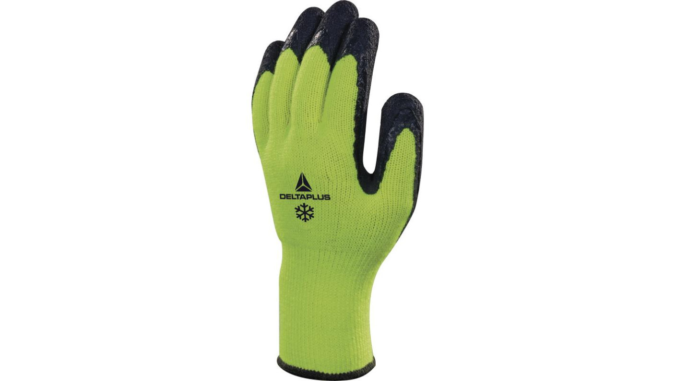 Acrylic knitted gloves, latex foam coated palm, 10 10 stitch yellow fluo  /T2UK