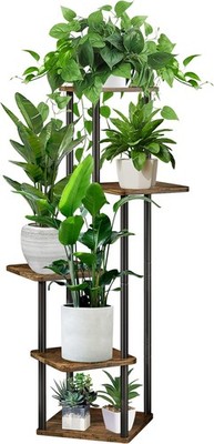 5 Tier Plant Stand Indoor Thickened Metal Wood Corner Plant Shelf Stands