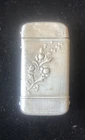 Vintage Aluminum Floral Pattern Match Stick Safe Vesta Case Silver Tone Nice