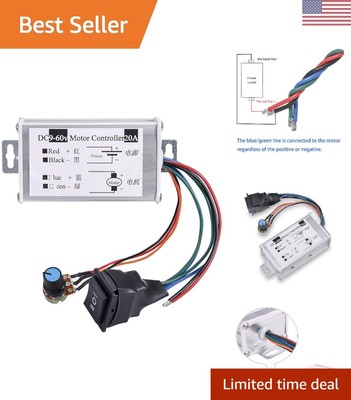 Multi-Function DC Motor Speed Controller, 9V-60V, PWM Technology, Compact Design