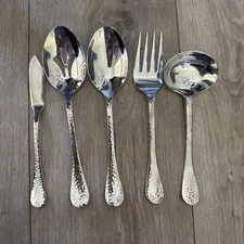 Ginkgo LAFAYETTE Stainless Hammered Glossy Serving HOSTESS SERVING SET SET of 5