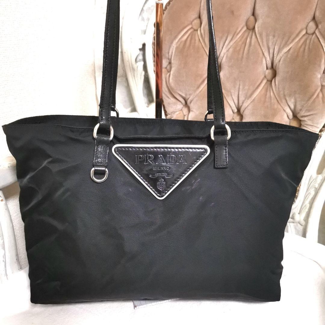 PRADA Large Triangular Logo Shoulder Bag Tote Nyl… - image 2