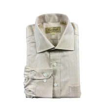 Paul Stuart Brown Herringbone Cotton Men’s L/S Button Front Size 16-33 NWT