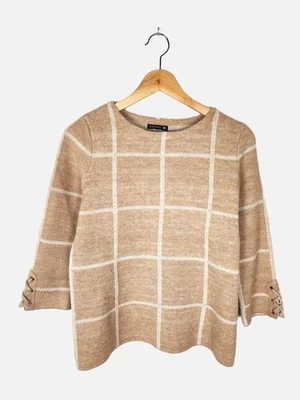 Pull Bréal beige à carreaux Manches 3/4 Taille 1 Taille S - Photo 1/4