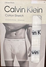 Calvin Klein WHITE Men's 3-Pack Cotton Stretch Boxer Briefs Size Medium