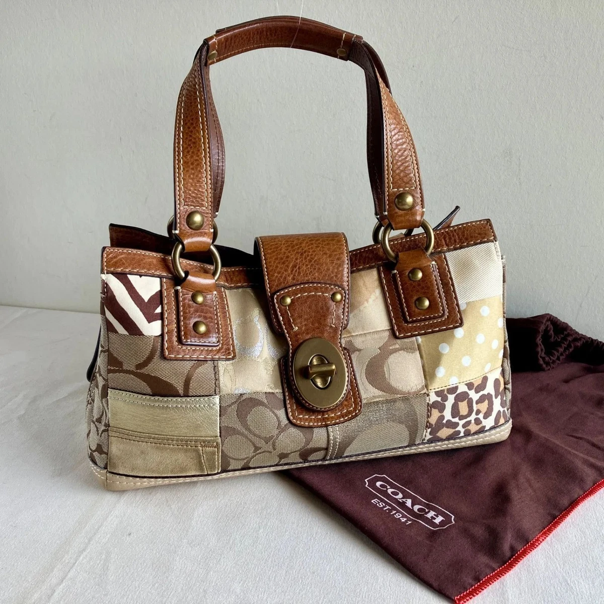 Coach Patchwork Canvas Exterior Satchel/Top Handle Bag Handbags