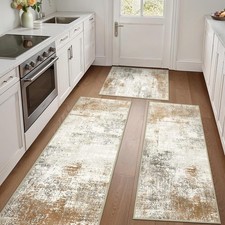 Kitchen Rug Sets of 3 Non-Slip Washable Low-Pile Kitchen Mats Floor Waterproof