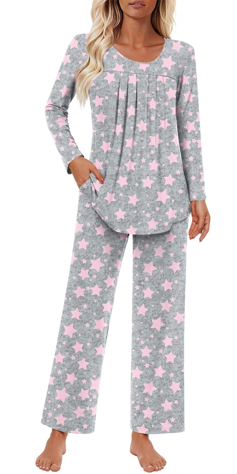 Women's Pajama Set 2 Piece Lounge Outfits Soft Sleepwear Fall Long Sleeve Lon...