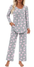 Women's Pajama Set 2 Piece Lounge Outfits Soft Sleepwear Fall Long Sleeve Lon...