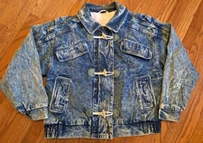 VTG Gitano Jean Jacket Coat Blue Acid Wash Denim Retro 80's 90's Sz L Full Zip