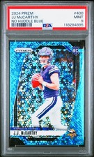 2024 Panini Prizm JJ J.J. McCarthy No Huddle Blue Rookie Card RC /99 PSA 9 #400