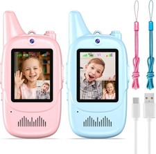 2 PACK Rechargeable Video Walkie Talkies for Kids Ages 3-12 Camping Hiking Toys