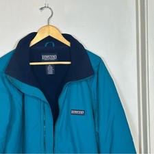 Lands End Jacket Mens Tall L Teal Blue Fleece Lined Thinsulate Made in USA
