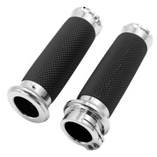 1 Inch Chrome Motorcycle Hand Grips Handlebar Grips Cable Throttle, Motorcycle