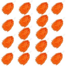 18PCS Orange Cheerleading Pom Poms with Baton Handles for Sports Events