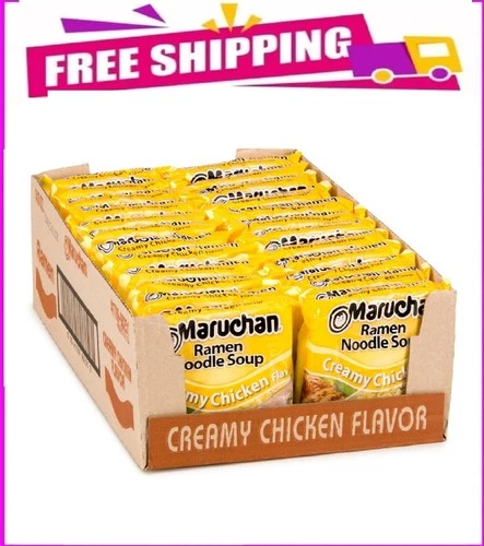Maruchan Ramen Noodle Soup Creamy Chicken Flavor, 3 oz, Pack of 24