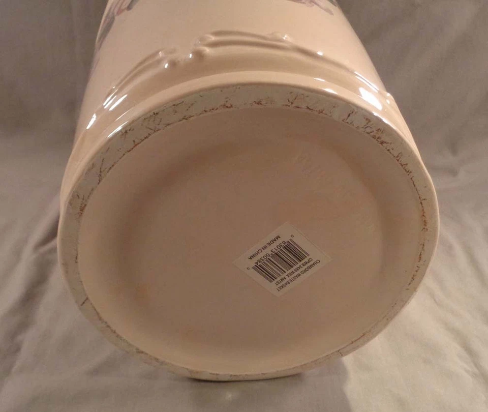 Croscill Chambord Ceramic Wastebasket Purple Roses - Image 3 of 4