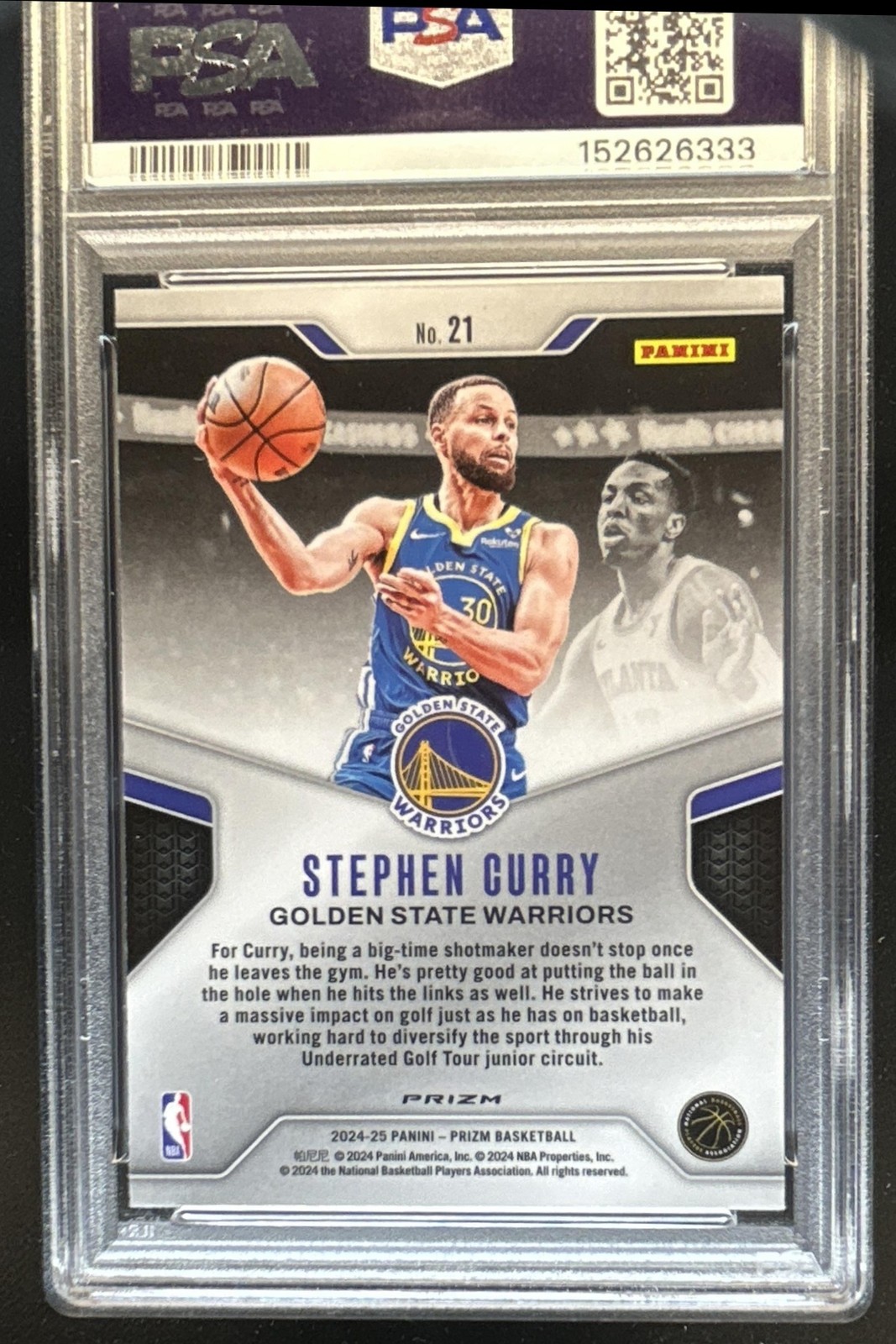 2024-25 Panini Prizm Stephen Curry Dominance Green #21 Warriors PSA 10 GEM MINT view 2