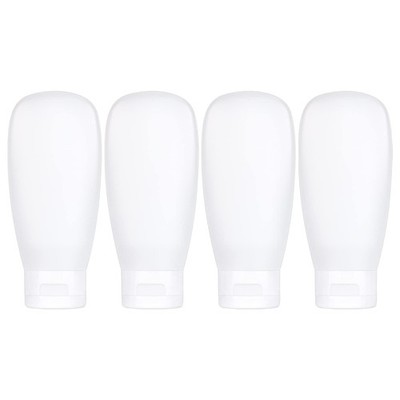 4 Pack TSA Approved 60ml Travel Toiletry Bottles White Leakproof Refillable