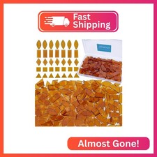 LITMIND Transparent Brown Stained Glass Mosaic Tiles - 240 Pieces in 5 Shapes R