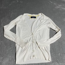 Vintage Y2K American Eagle Cardigan Womens Small Ivory Preppy Academia Stained