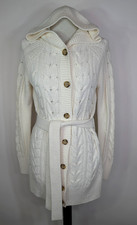 Gap Body Womens Hoodie Button Belted Longline Cardigan Cableknit Sweater sz Med