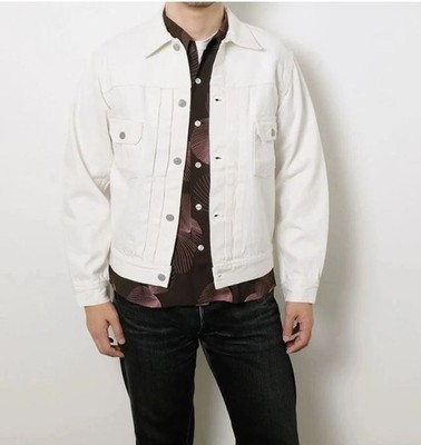New, LEVI'S Men s Trucker Type 2 Premium Denim Jean White Jacket Size Medium