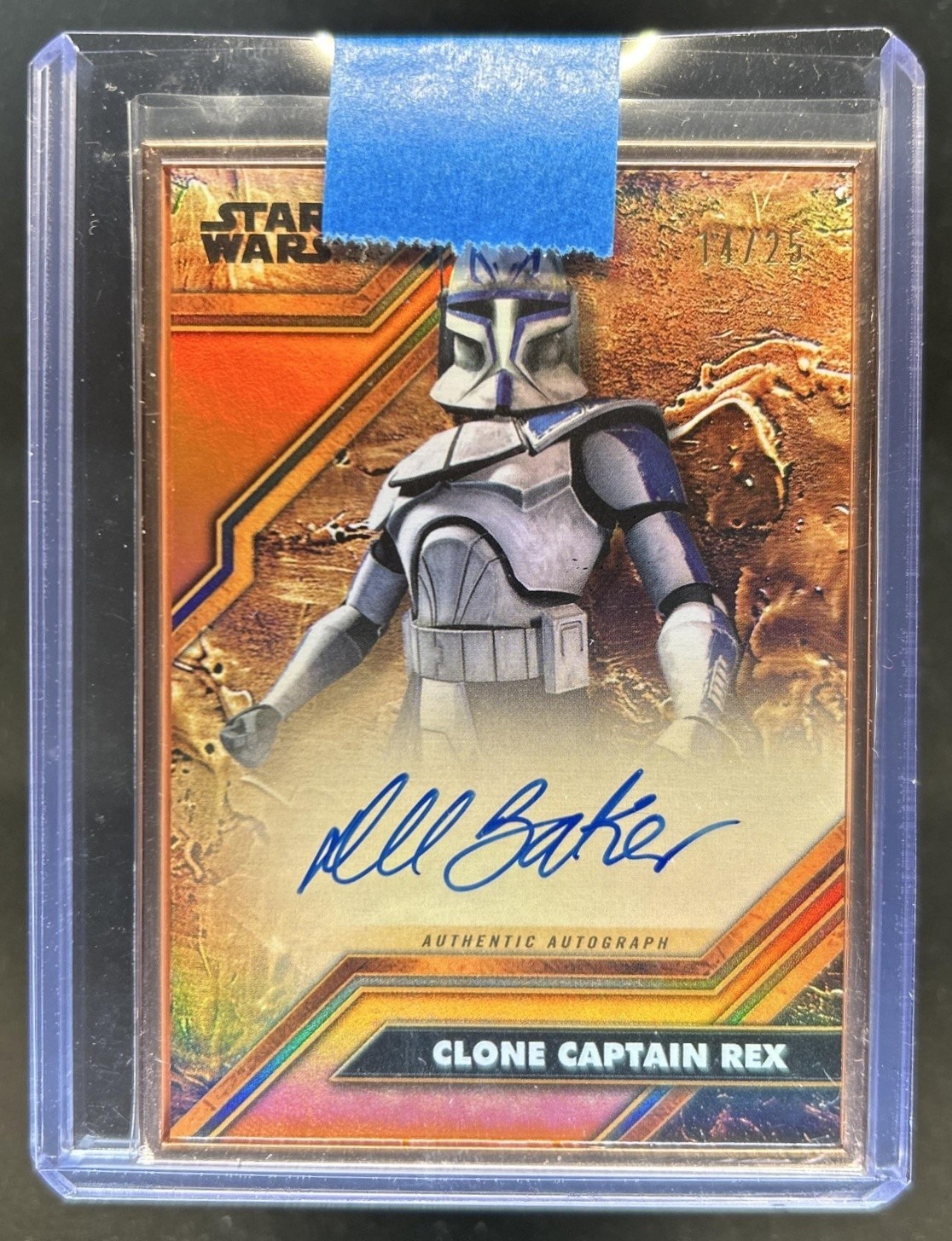 2025 Star Wars Smugglers Outpost Dee Bradley Baker Metal Auto Orange #/25