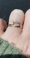 14K Yellow Gold Natural Diamond Sunburst Curved Nesting Wedding Band Ring