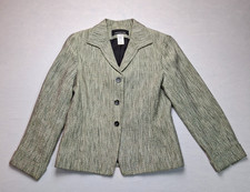 Jones New York Blazer Lined Jacket Gold Tweed Womens Size 4