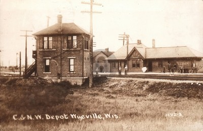#ad Wyeville WI Wisconsin Camp;NW Train Depot Station 1910s RPPC Photo Postcard COPY $4.95